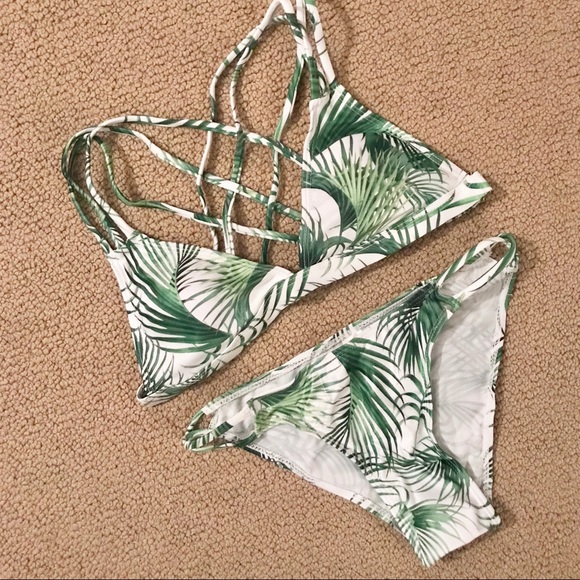 Other - Strappy Leaf Print Bikini